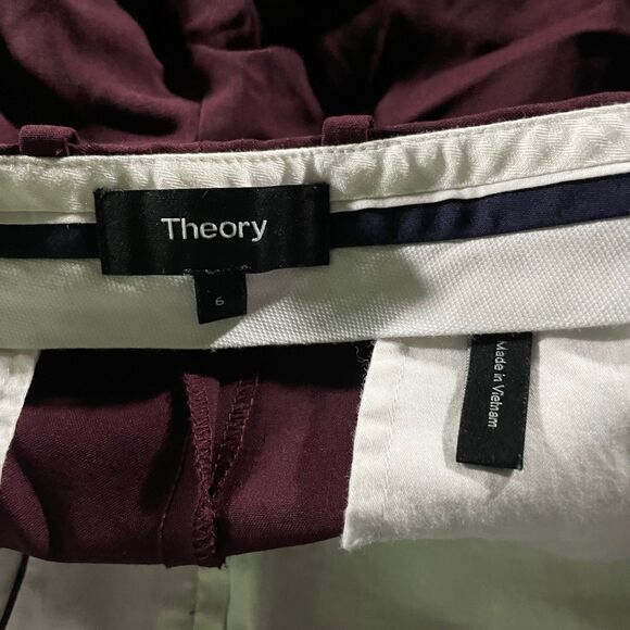 Theory Chino Dress Pants Purple Cotton Stretch Straight Leg Womens Size 6 - Picture 6 of 8